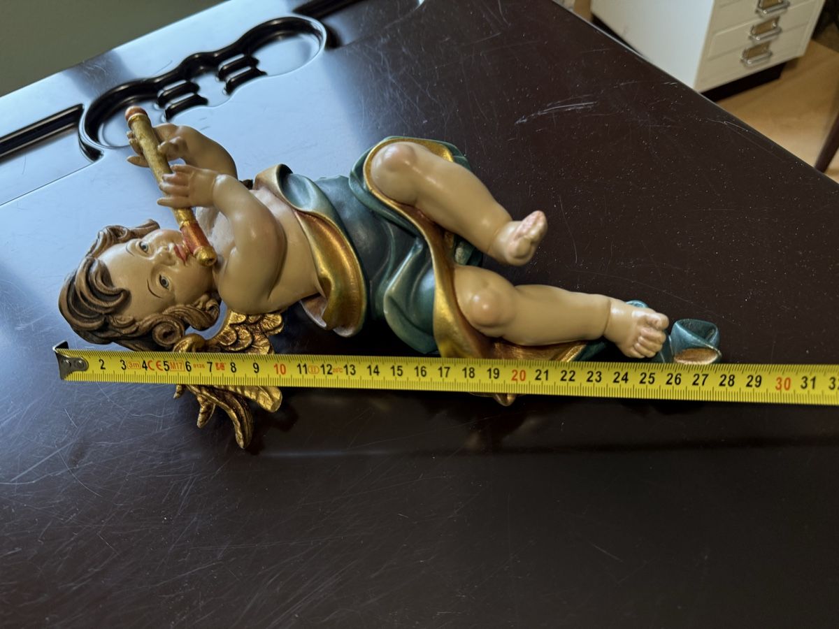 Statuette: Engel Figur, Holz, mit Flöte, Wanddeko, – Usato da Aarburg venduto da Schatzaffe 5