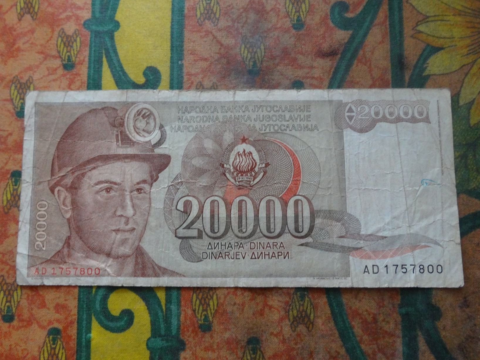 Banknoten: YOUGOSLAVIE 20000  Dinara  Billet – Gebraucht aus Romanel-sur-Lausanne von Swift13