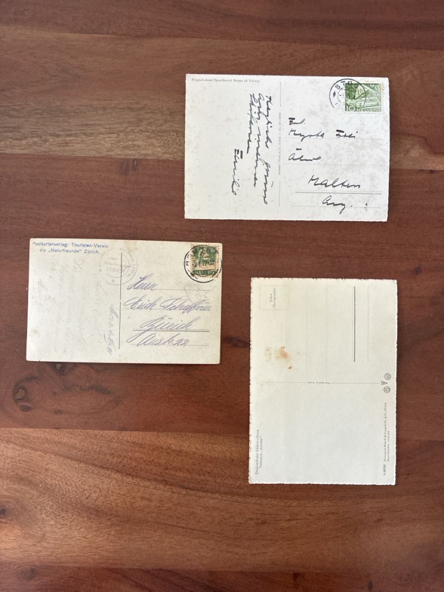 Cartoline postali: 7 Ansichtskarten Schweiz von der Stoosbahn SZ – Usato da Oftringen venduto da Cla.vD.74 3