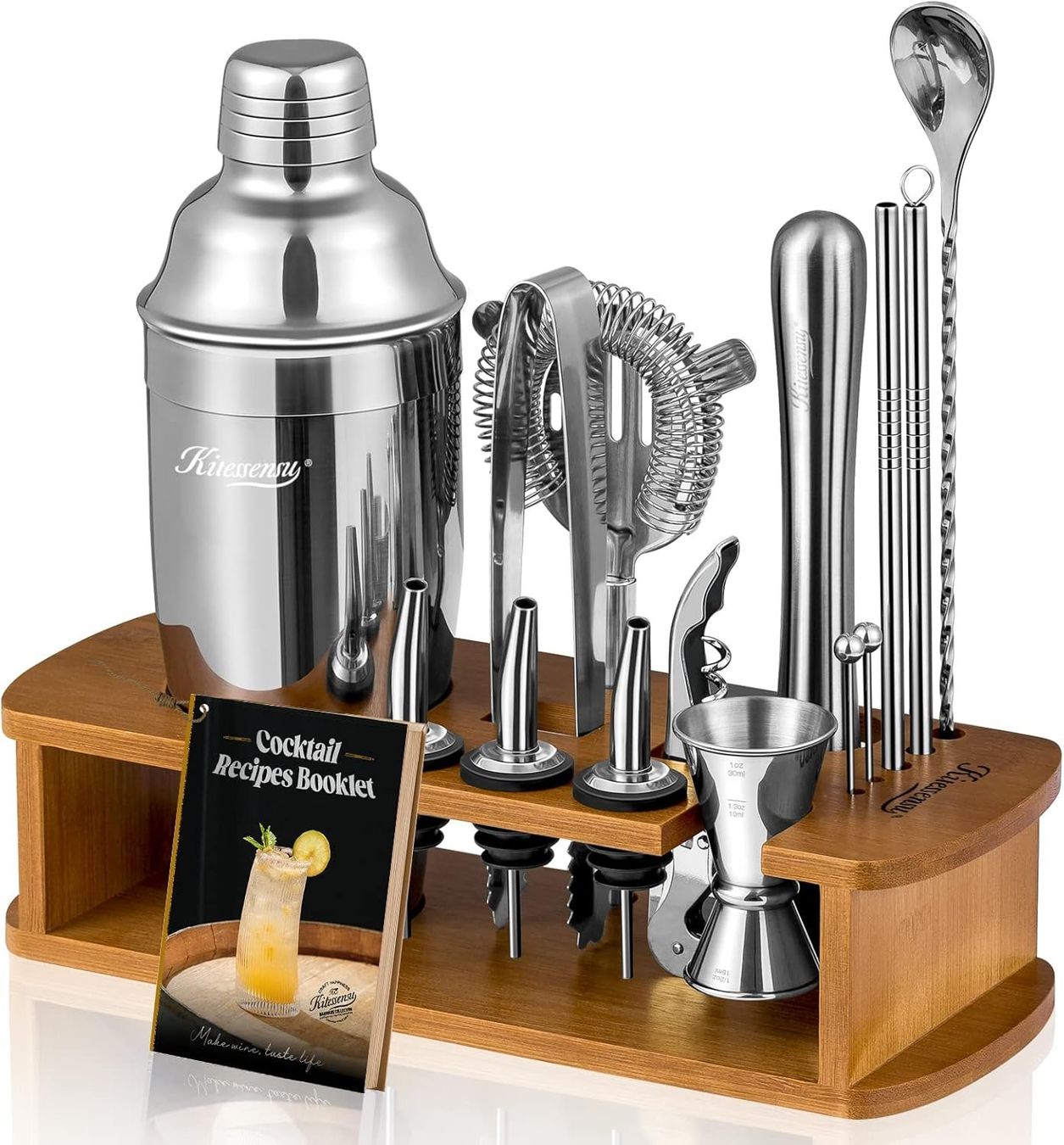 Services de table: Cocktail Shaker Set Edelstahl mit Bambus Ständer Silber – Neuf avec emballage d'origine à St. Gallen par sch_zsz7