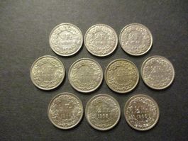 10 x 50 Rp  1944-45-46-62-63-63-64-64-65-66 Superbes Pièces