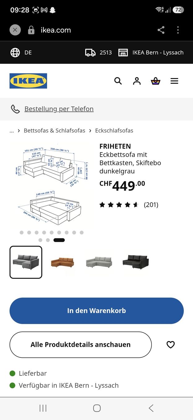 Ikea Divani: Eckbettsofa IKEA Friheten dunkelgrau – Usato da Gurbrü venduto da luk_2pmg 3