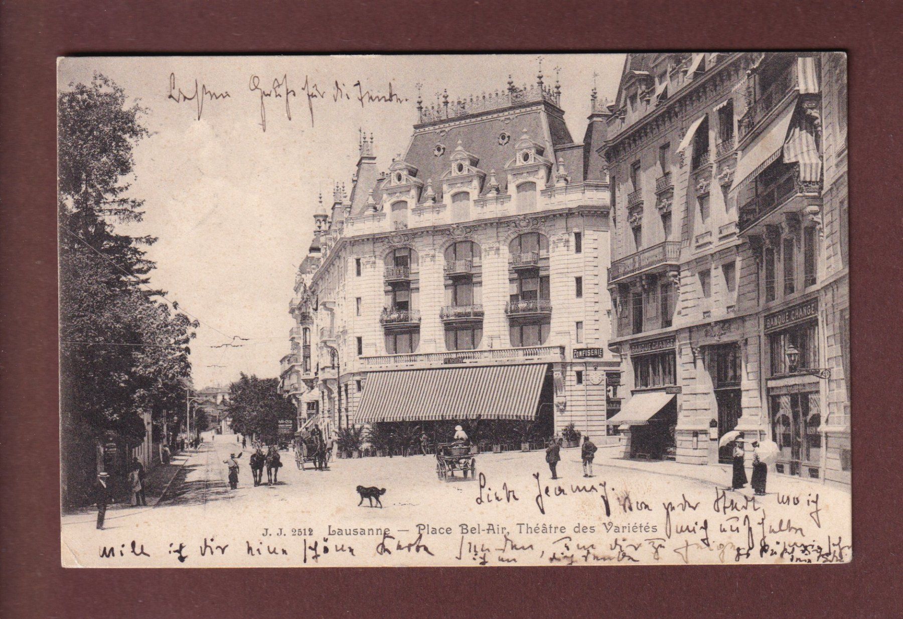 Ansichtskarten: LAUSANNE - Place Bel-Air - 1903 – Gebraucht aus Pully von nicecards