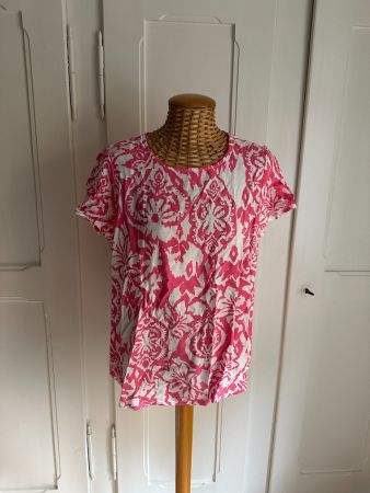 T-Shirt pink-weiss gemustert M