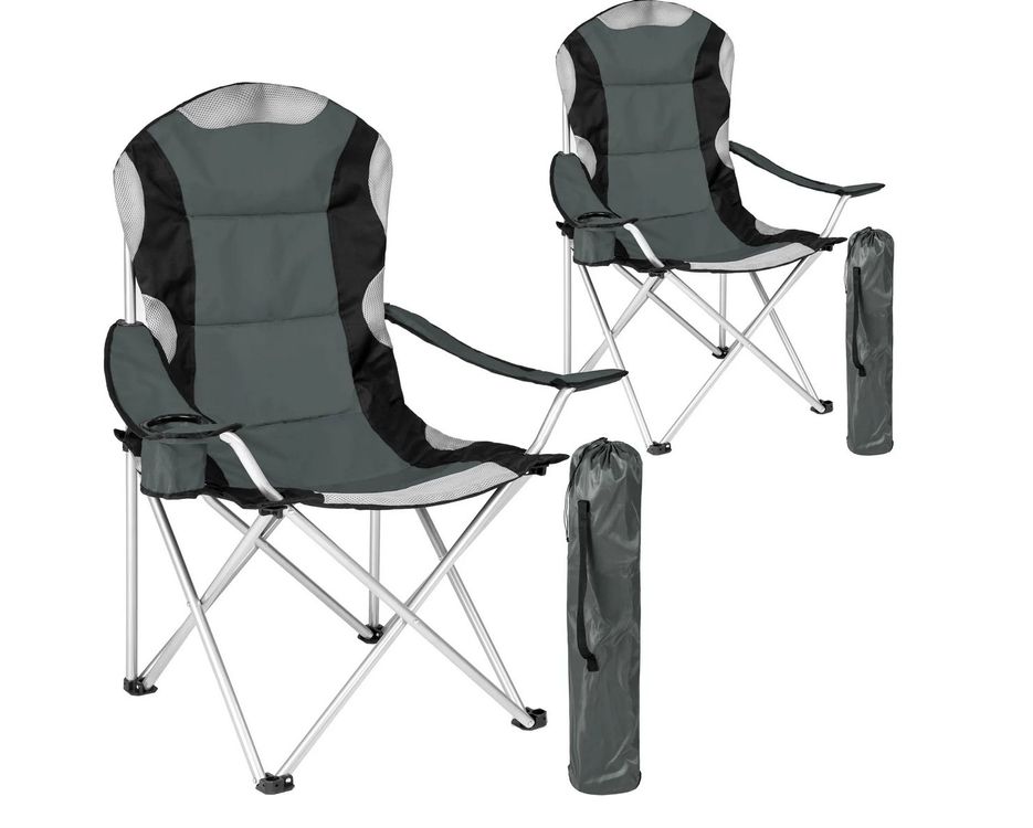 2er Set Campingstühle mit Polsterung grau Kaufen auf Ricardo