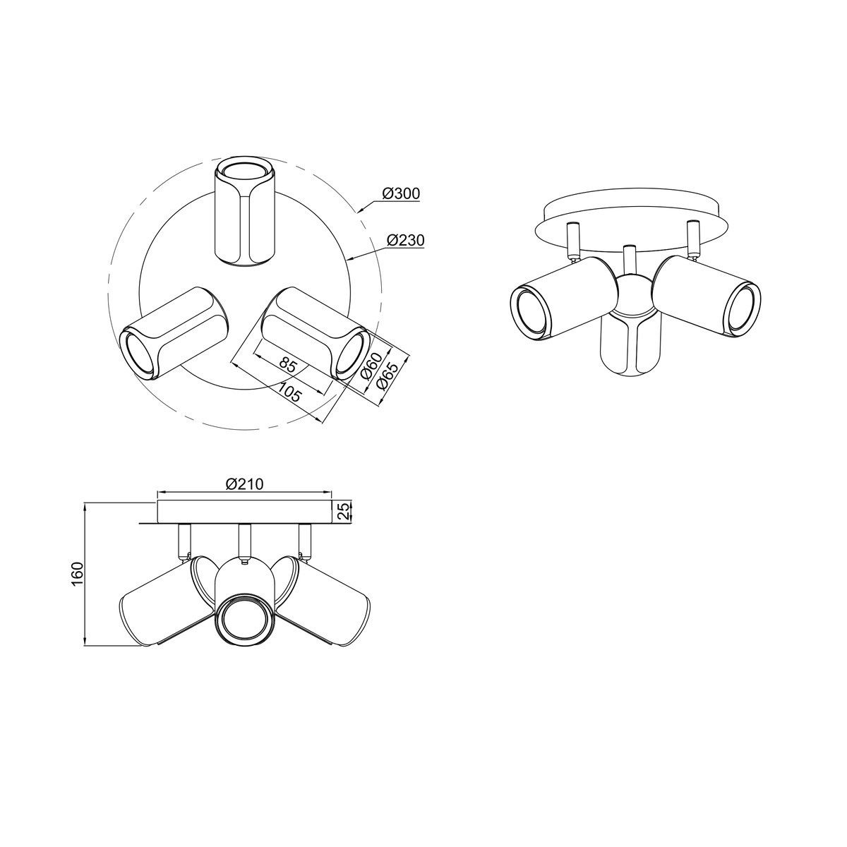 Lampadari & plafoniere: Deckenstrahler, 3 Spots, 30 cm Ø – Nuovo (secondo la descrizione) da Kreuzlingen venduto da Smart-Light 4