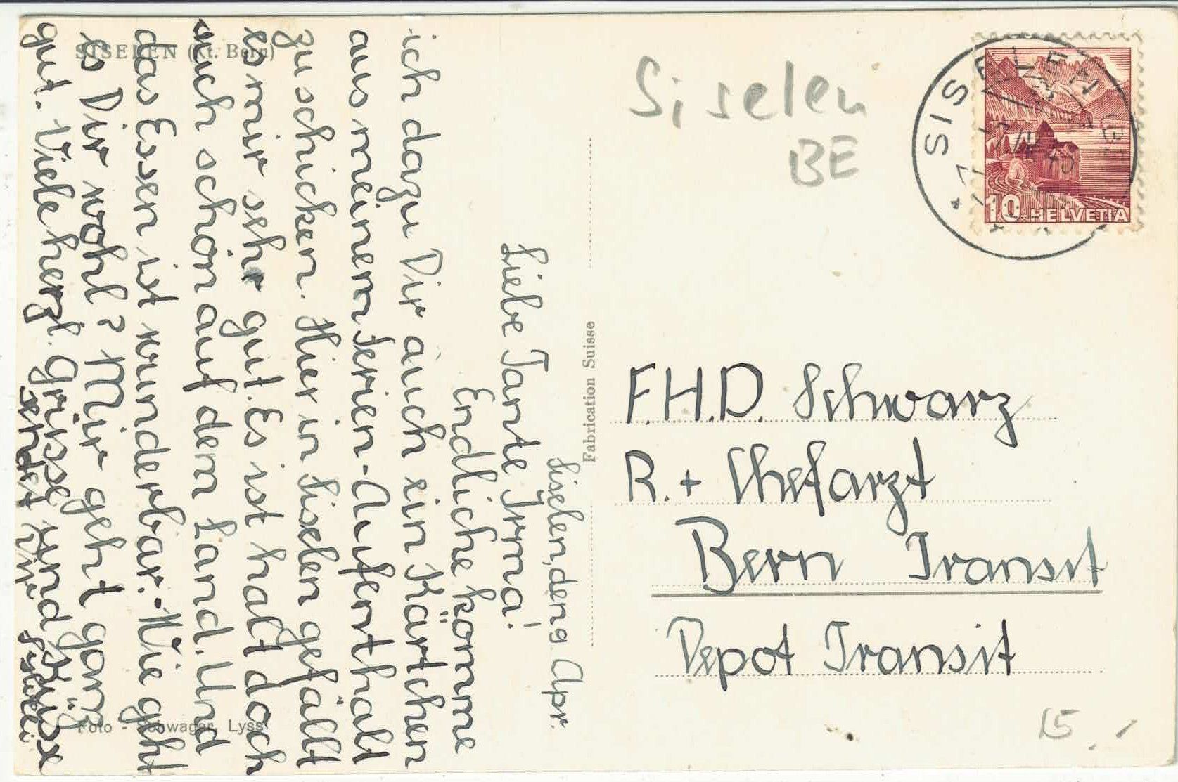 Cartoline postali: Siselen BE - Dorfpartie – Usato da Ettingen venduto da Kartenplanet 1