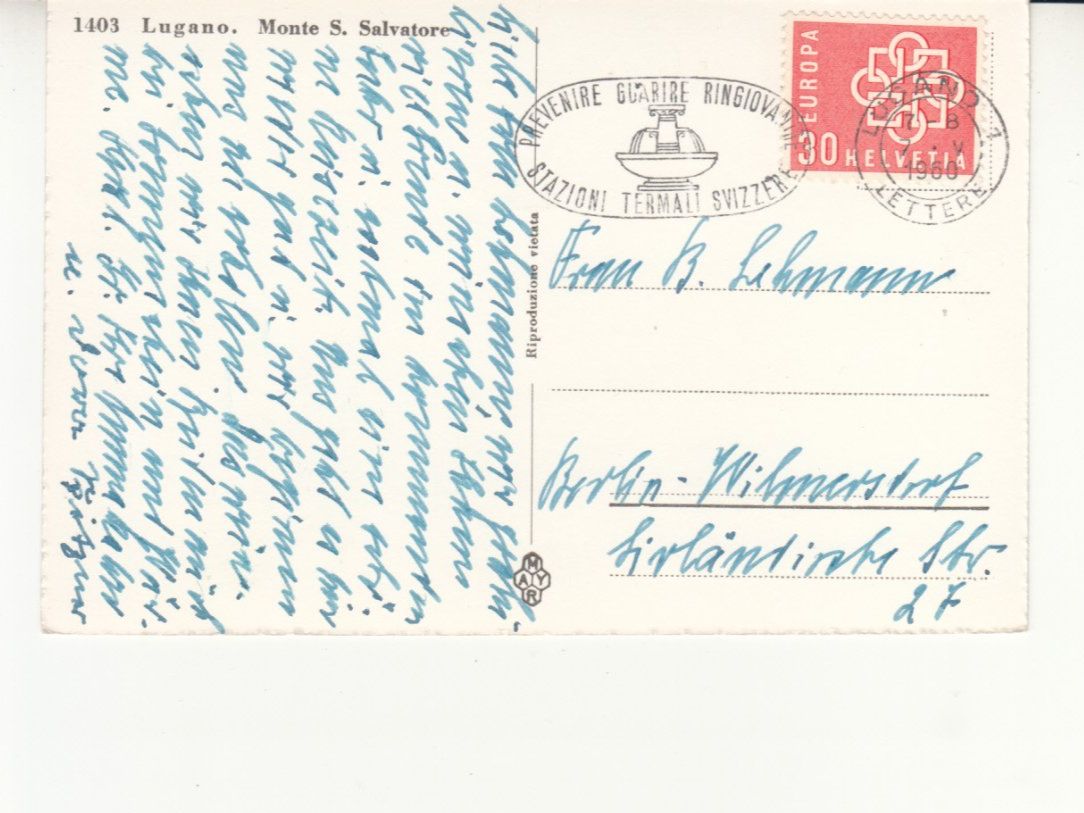 Ansichtskarten: Lugano 1960 – Gebraucht aus Bürglen TG von StampGraf 1