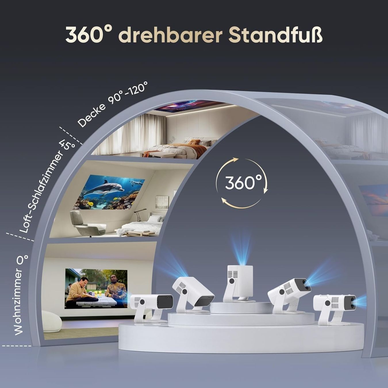 Vidéoprojecteurs: 2026 Neuer Smart Mini Beamer Integrierte APP Android 14 Unte – Neuf avec emballage d'origine à Hundwil par pak_7zvn 4
