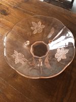 Rosa Glasschale mit Blumenmuster, Vintage
