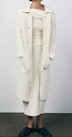 Zara Wollmantel cardigan Creme cos like Chanel Massimo Dutti