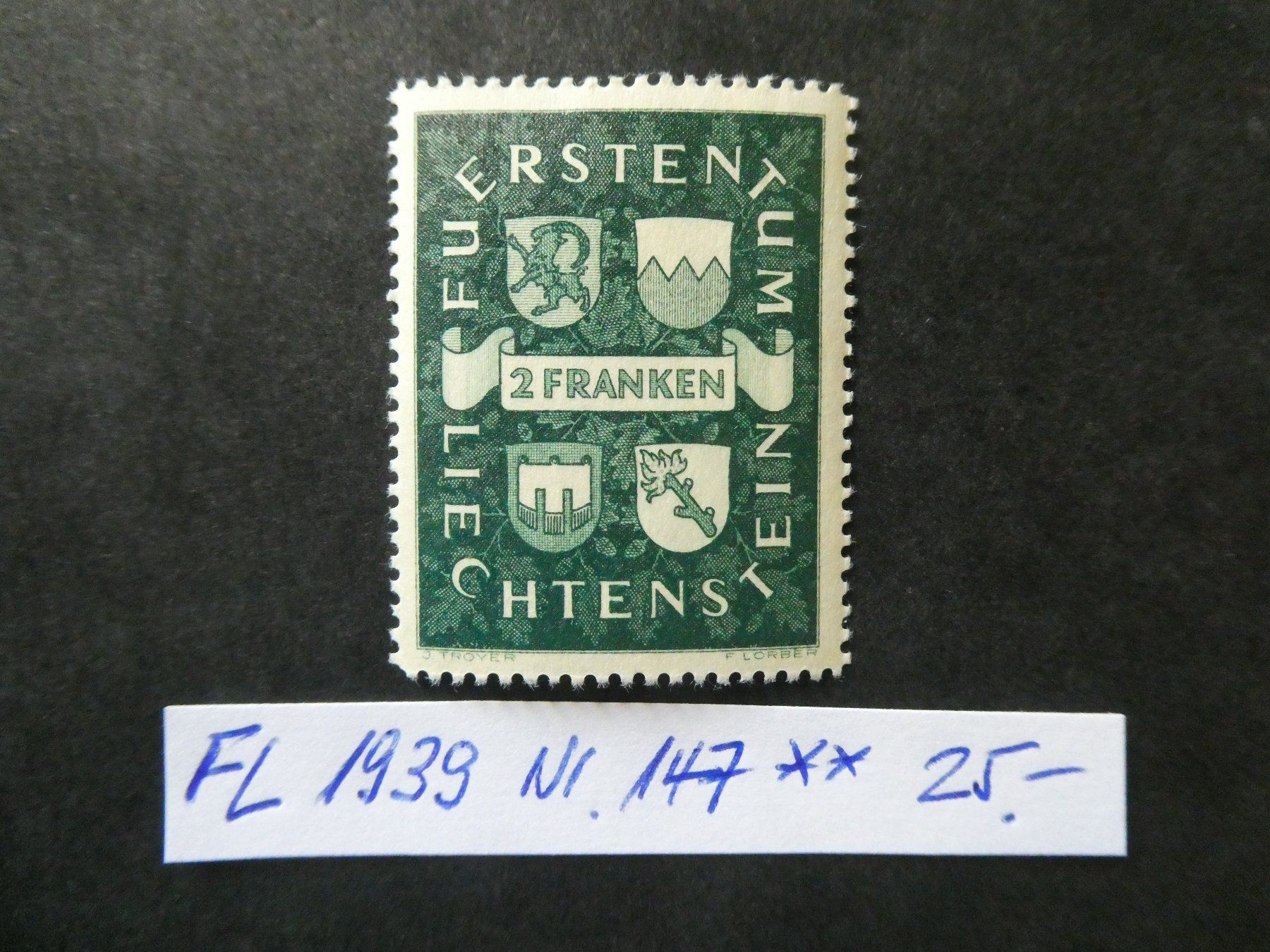 Tutti i francobolli: FL 1939 Nr. 147 postfrisch – Usato da Lausen venduto da Herbamare01