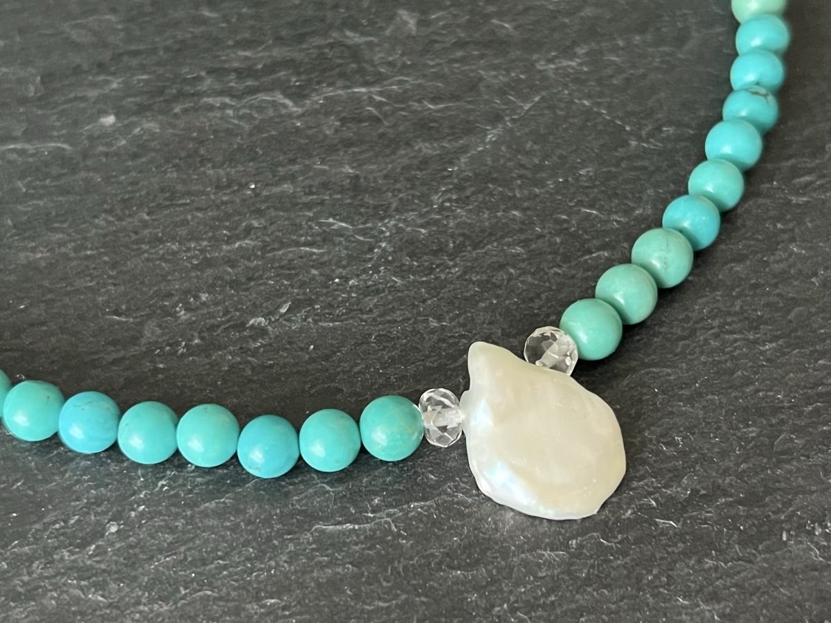 Ketten: Turquoise & Keshi Pearl Necklace Silber – Neu und originalverpackt aus Rüschlikon von ThereseJewelryDesign 3