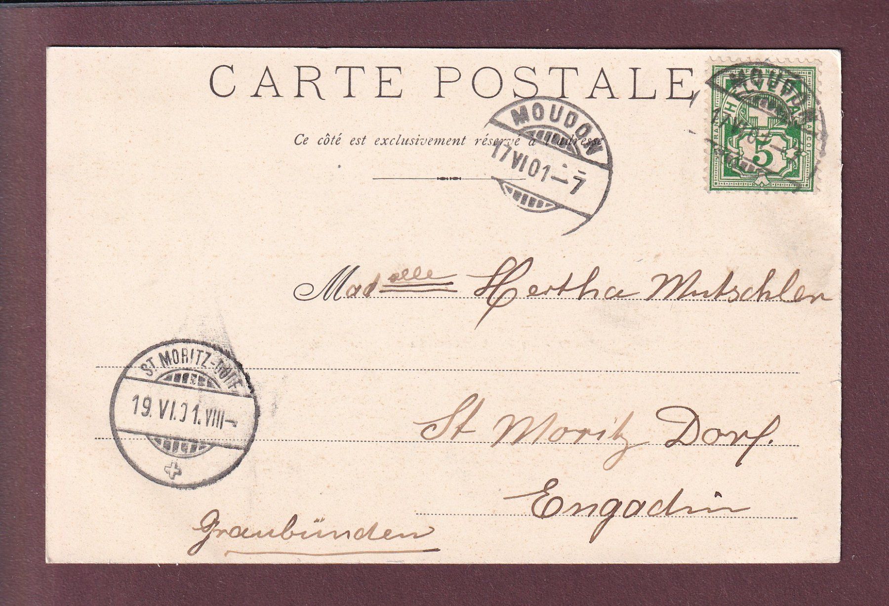 Cartoline postali: FRIBOURG - Pont suspendu - 1901 – Usato da Pully venduto da nicecards 1