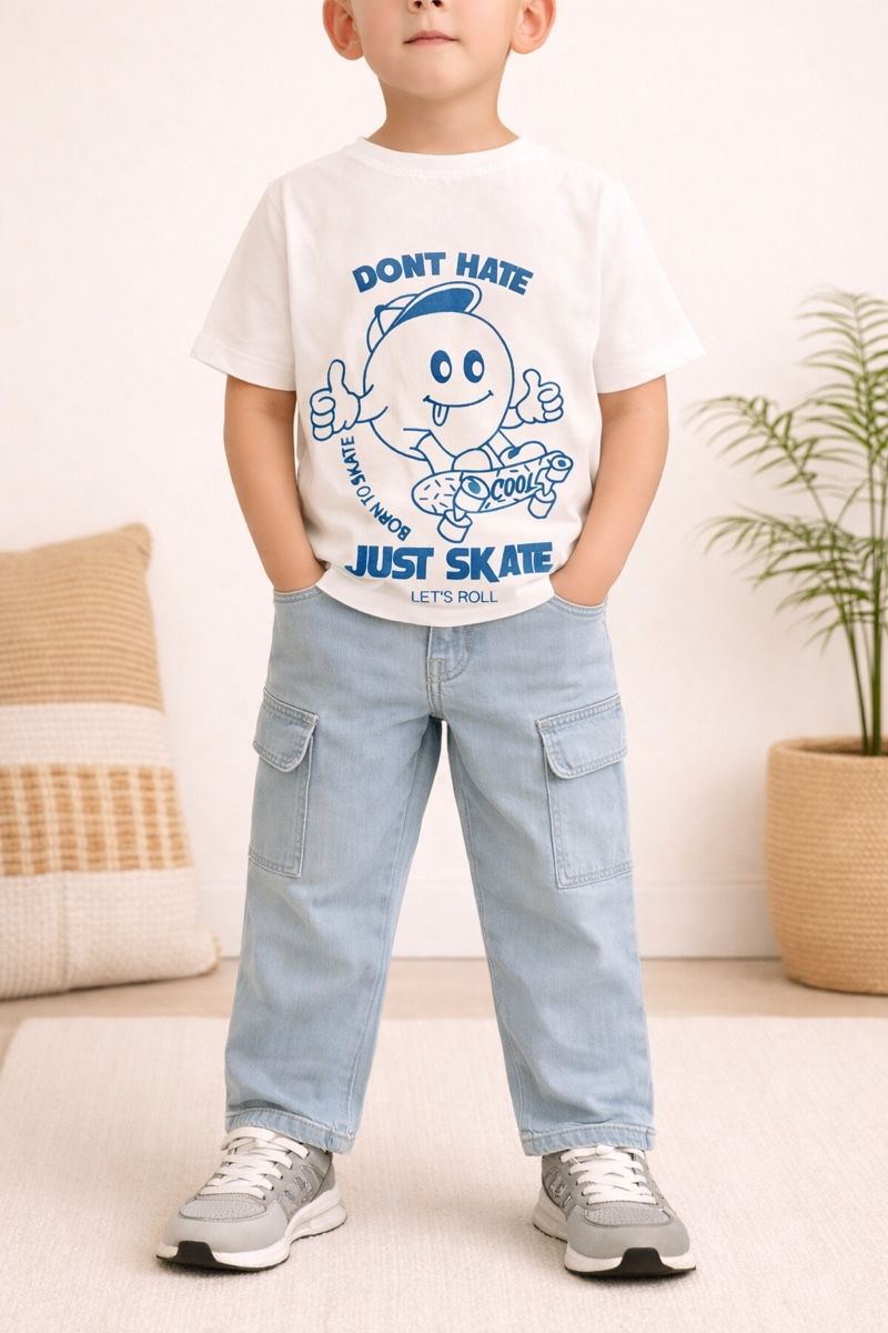 Camicie, T-shirt & Polo: T-SHIRT ENFANT BLANC SKATEBOARD – Nuovo (secondo la descrizione) da Lausanne venduto da mar_6snp