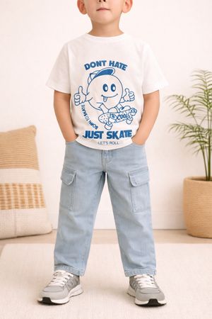 T-SHIRT ENFANT BLANC SKATEBOARD
