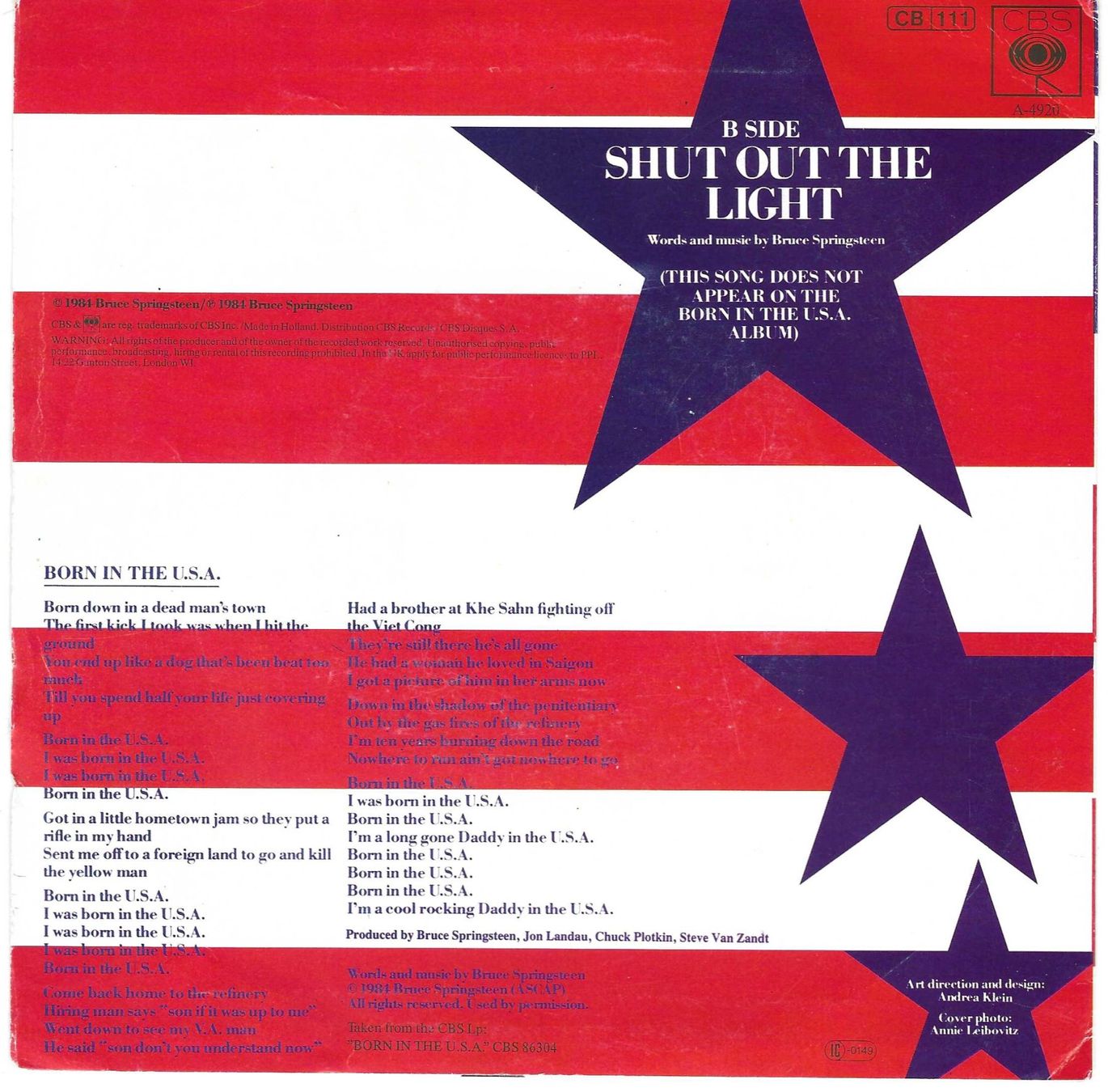 Vinyles: BRUCE SPRINGSTEEN  -  BORN IN THE U.S.A. – D'occasion à Bex par  1