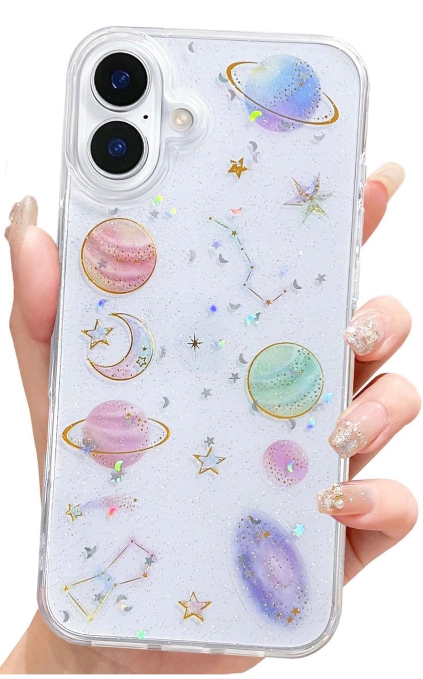 Apple Covers & Schutzfolien: iPhone 16 hard silicone Space Glitter Hülle - PLANETS neu – Neu und originalverpackt aus Frauenfeld von Vanityroom