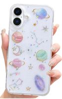iPhone 16 hard silicone Space Glitter Hülle - PLANETS neu
