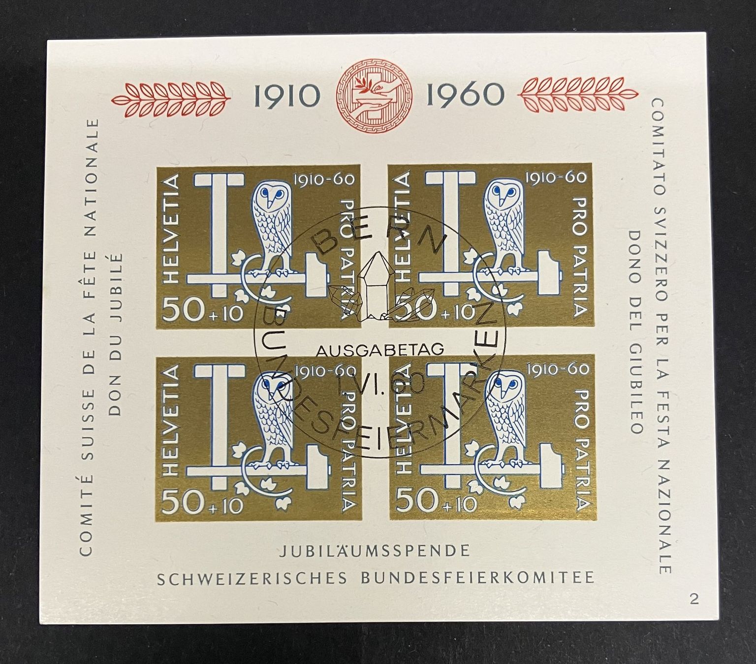 Alle Briefmarken: EULEN BLOCK 1960 ET ⦿ – Gebraucht aus Oberwil BL von SALOB