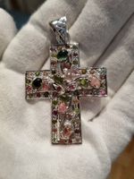 Kreuz aus Silber 925 mit 54 Tourmalines