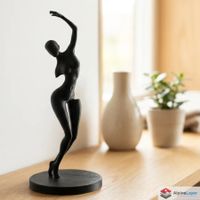 Minimalist Dancer Sculpture – Abstract Female Art - 3D Print