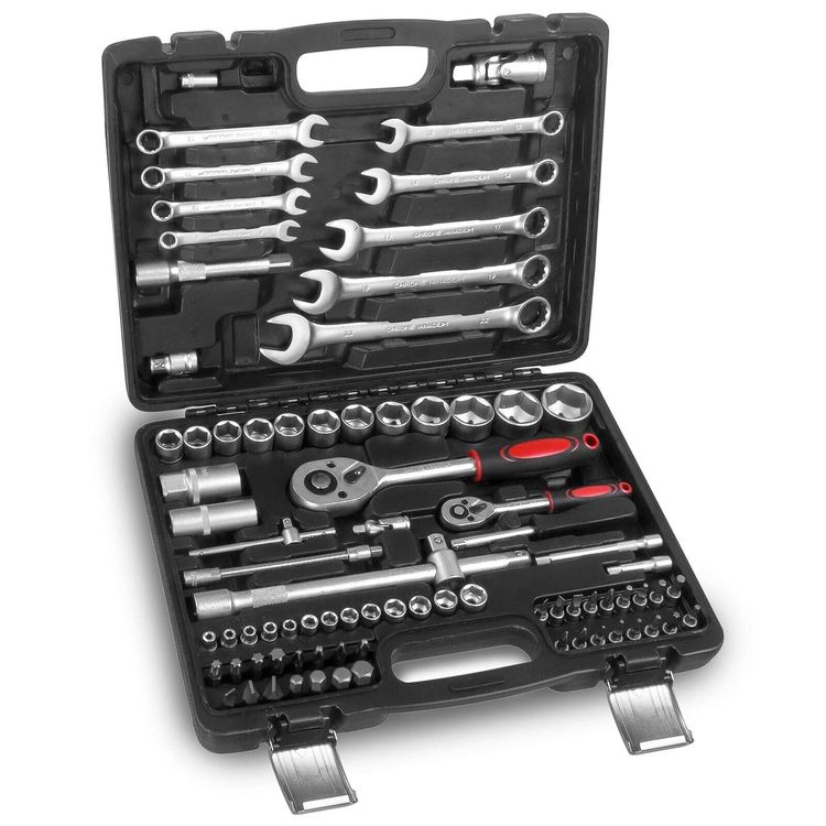 SATA 52-teiliger Steckschlüsselsatz 1/4 Zoll – 6-kant, Metrisch, Mit Ratsche Und Koffer, S2-Stahl, 72 Zähne