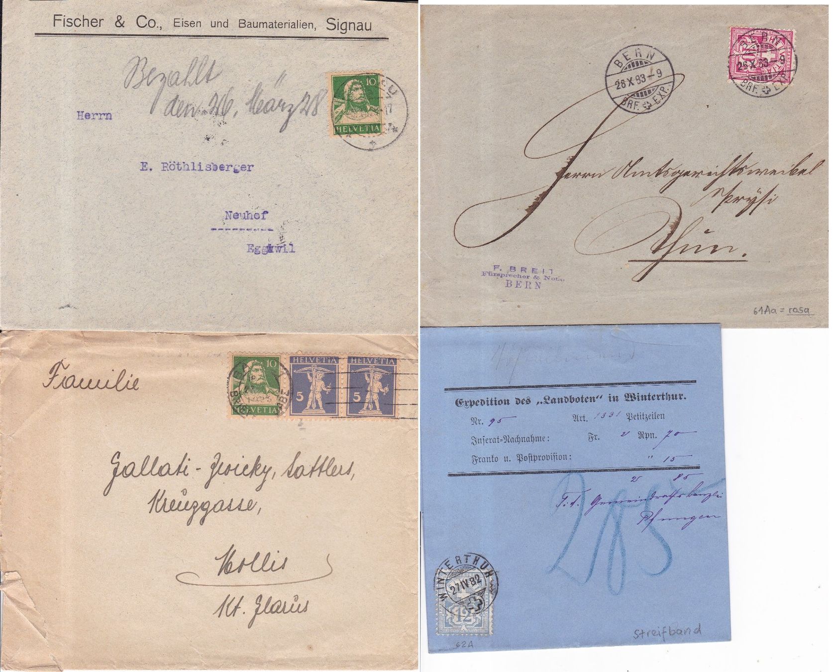 Alle Briefmarken: 30 Stk. Alte CH Briefe, Postkarten, Belege – Gebraucht aus Münchwilen AG von Nesar 4