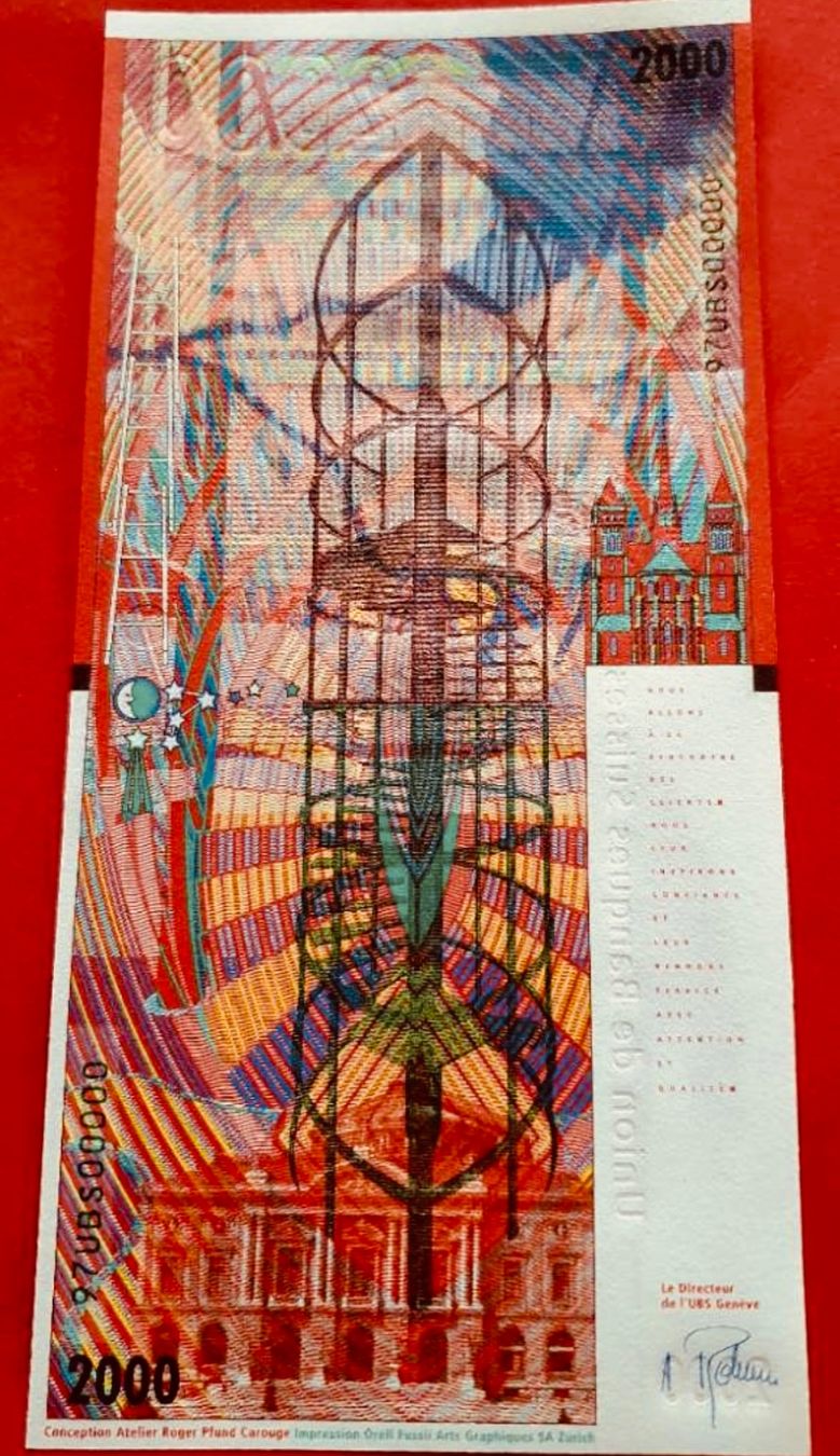 Banknoten: **2000 Franken 1999 CH UBS Genf Probe/Testnote in UNZ** – Neu (gemäss Beschreibung) aus Langrickenbach von MeUs74 4