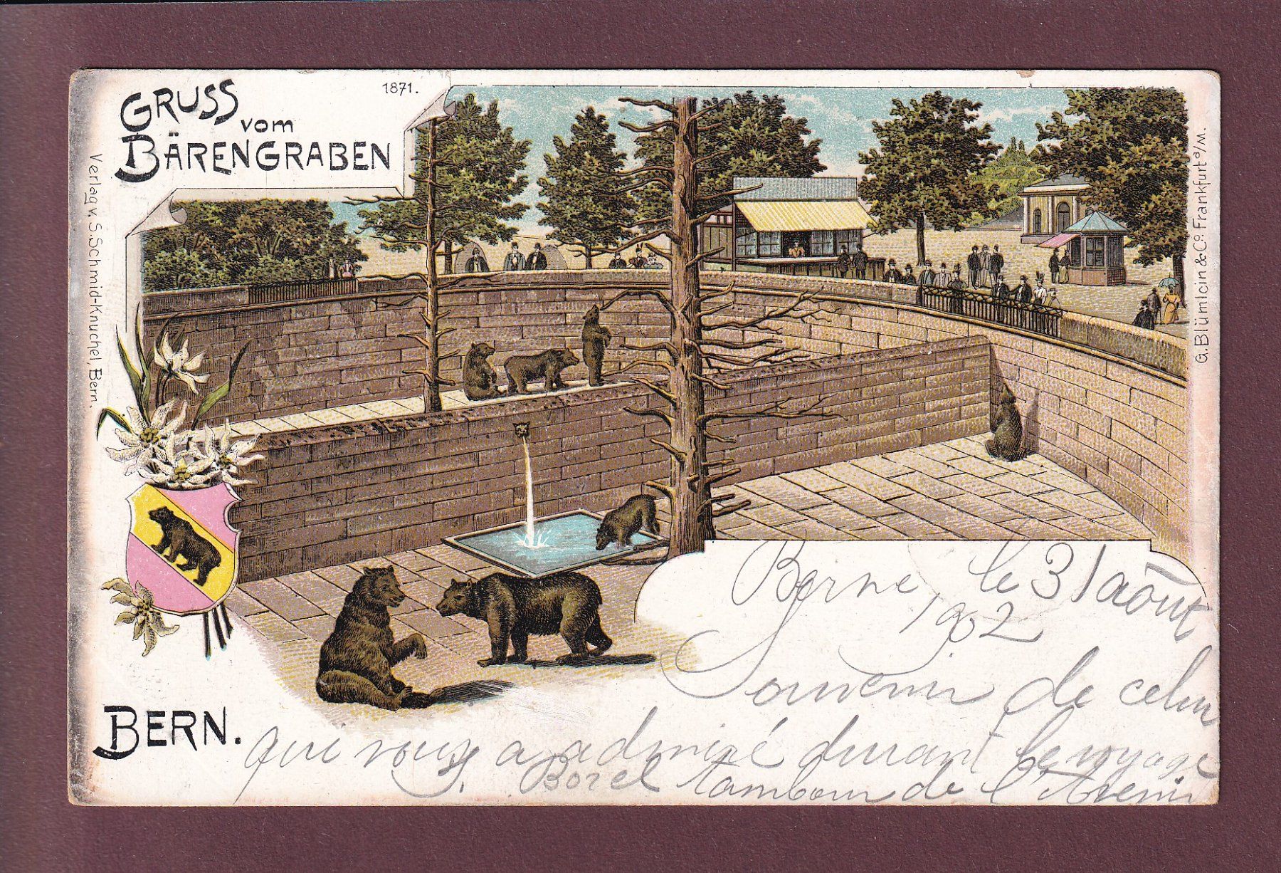Cartoline postali: BERN - Gruss vom Bärengraben - 1902 Litho – Usato da Pully venduto da nicecards