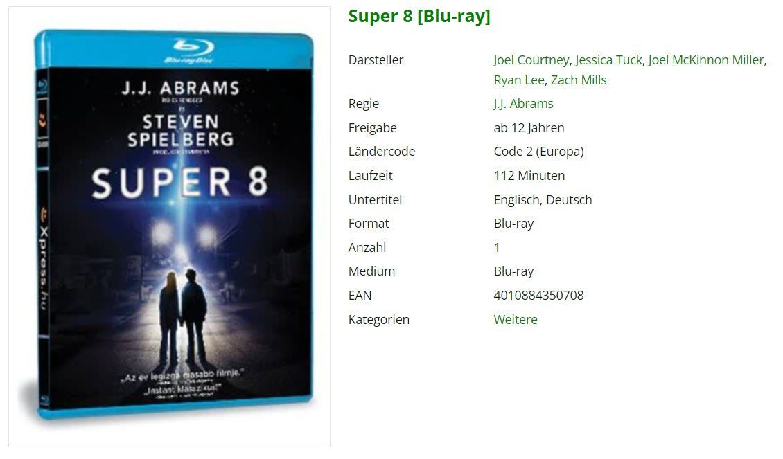 Alle DVDs: Super 8 (Bluray) – Gebraucht aus Buchrain von Sssschaller