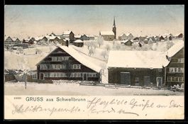 AK Schwellbrun, Ortspartie im Winter