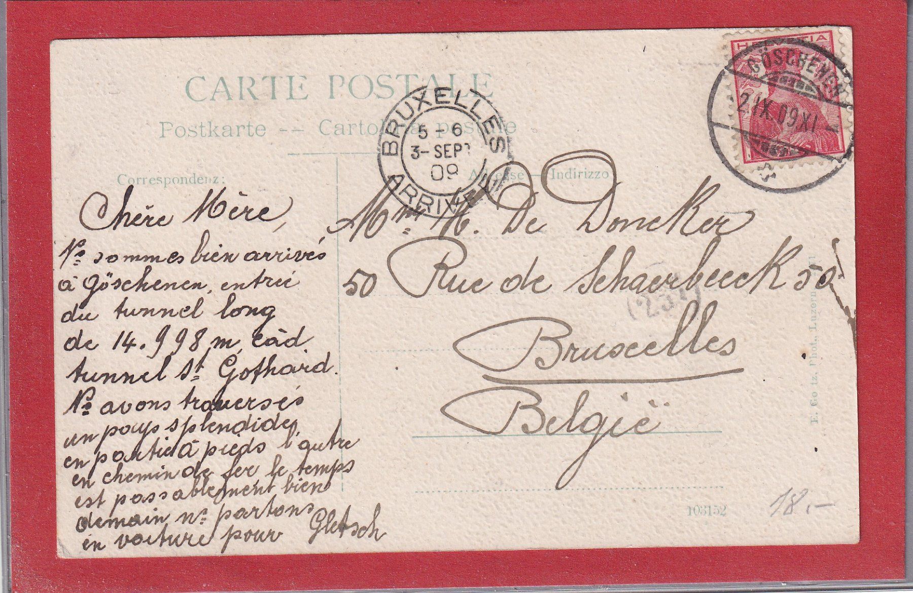 Cartoline postali: Gotthard - Das Urnerloch - 1909 – Usato da Orvin venduto da Pyaeschli 1