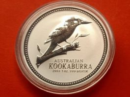 KOOKABURRA 2003 1 OZ UNZE SILBER AUFLAGE NUR 109K AUSTRALIEN