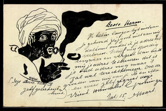 Ansichtskarten: Handgemalt: Afrikanischer Mann mit Turba – Gebraucht aus Berlin von bartko-reher