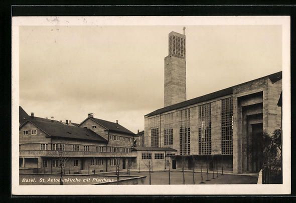 Cartoline postali: Basel, St. Antoniuskirche mit Pfarrhaus – Usato da Berlin venduto da bartko-reher