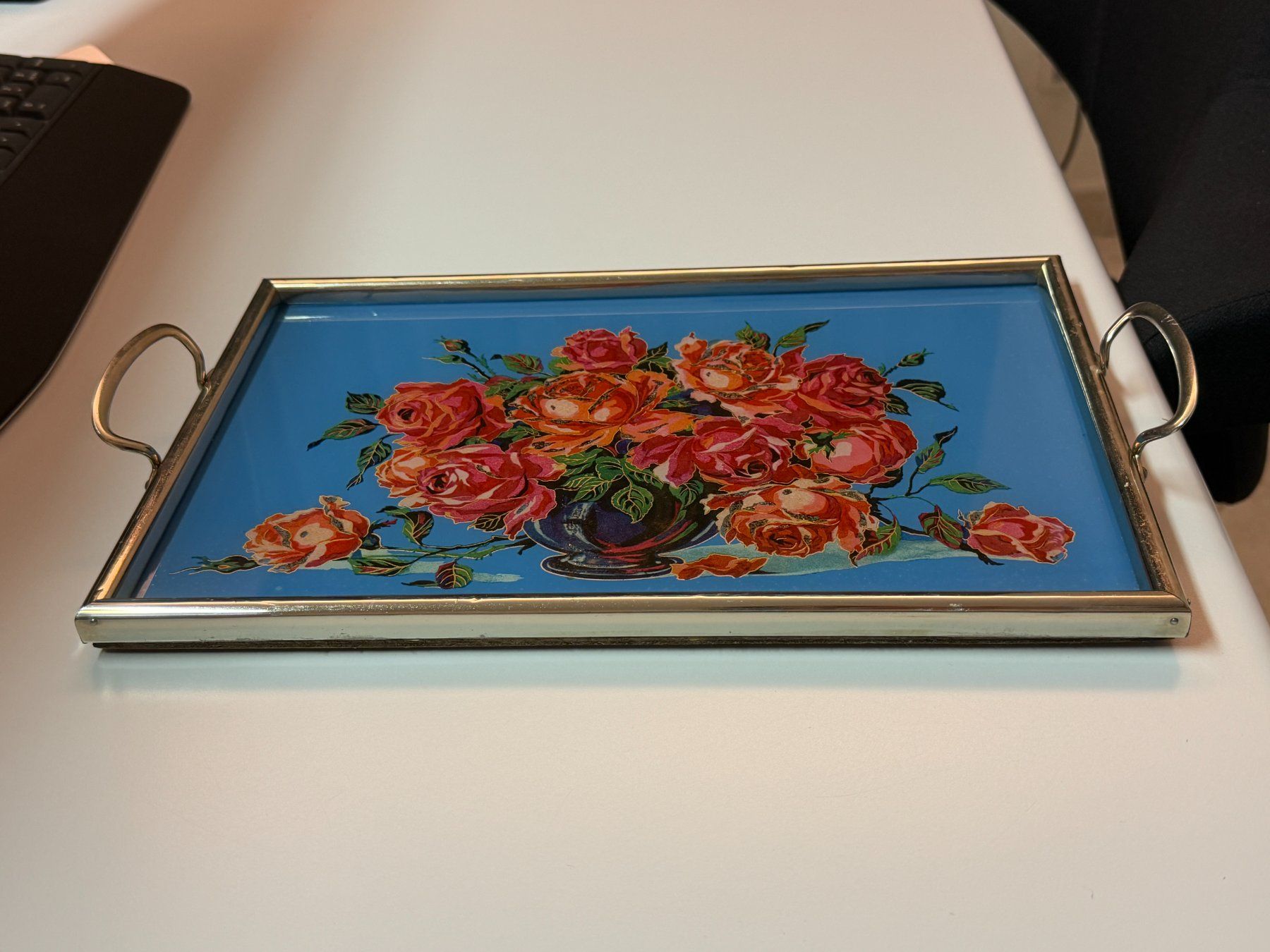 Piatti di portata: Vintage Serviertablett mit Rosenmotiv – Usato da Jenaz venduto da Sandrobordoli 3