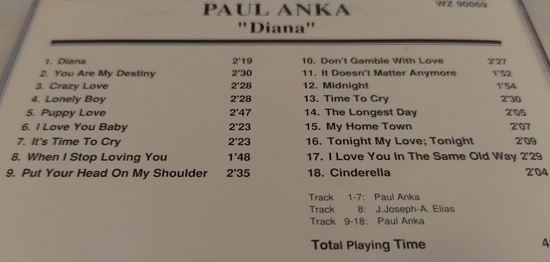 CD: Paul Anka - Diana / CD 1993 ab Fr. 4.- – Usato da Bellach venduto da JingleJerry 3
