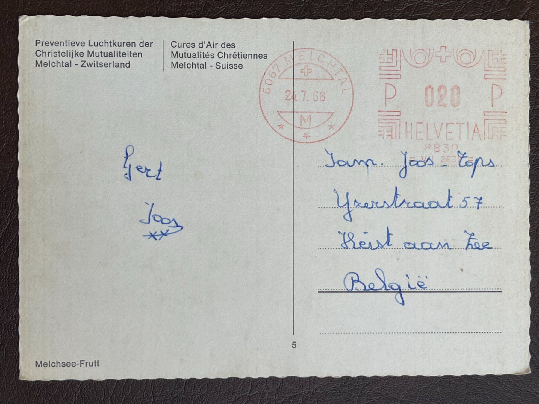 Cartoline postali: Melchtal - 1968 - Automaten-Stempel !!! – Usato da Steg VS venduto da danwer74 1