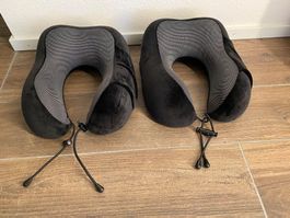 2x Nackenkissen / Reisekissen schwarz grau