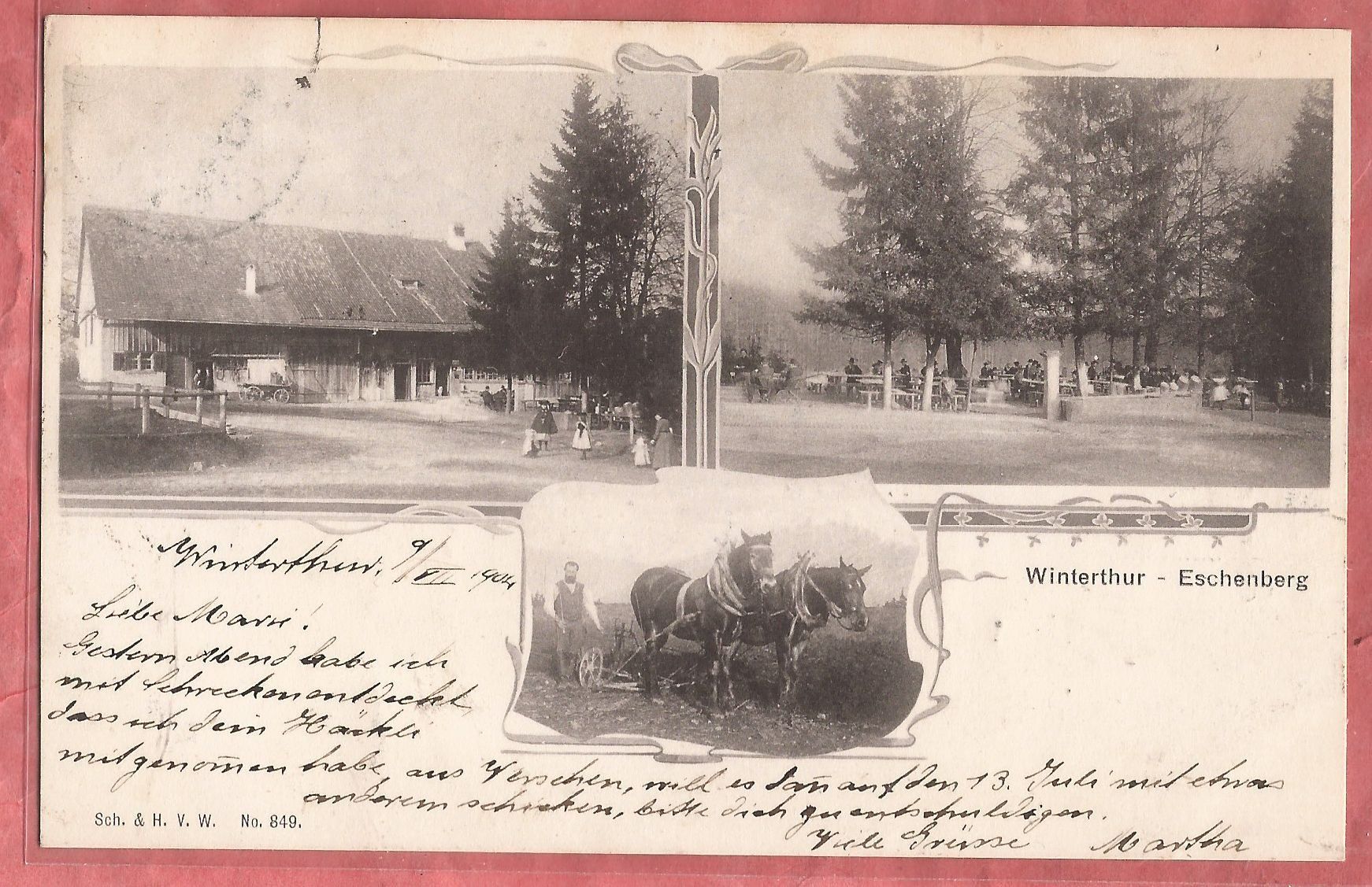Cartoline postali: Winterthur - Eschenberg Landwirtschaft - 1904 – Usato da Fislisbach venduto da Porano
