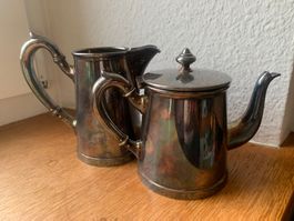 Schwerter, Versilbert Kaffeekanne + Milchkanne 35 cl