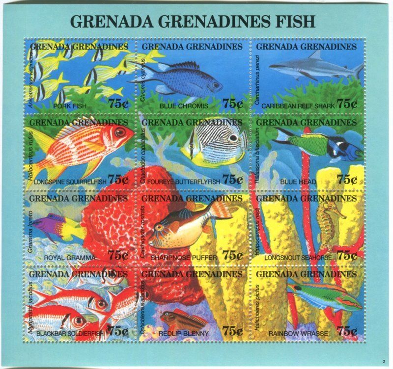 Alle Briefmarken: Block "Fische". Grenada. – Neu und originalverpackt aus Basel von Butsch5
