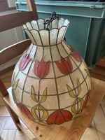 Hängelampe Glassteile Tulpenmuster Vintage Messing Aufhängun