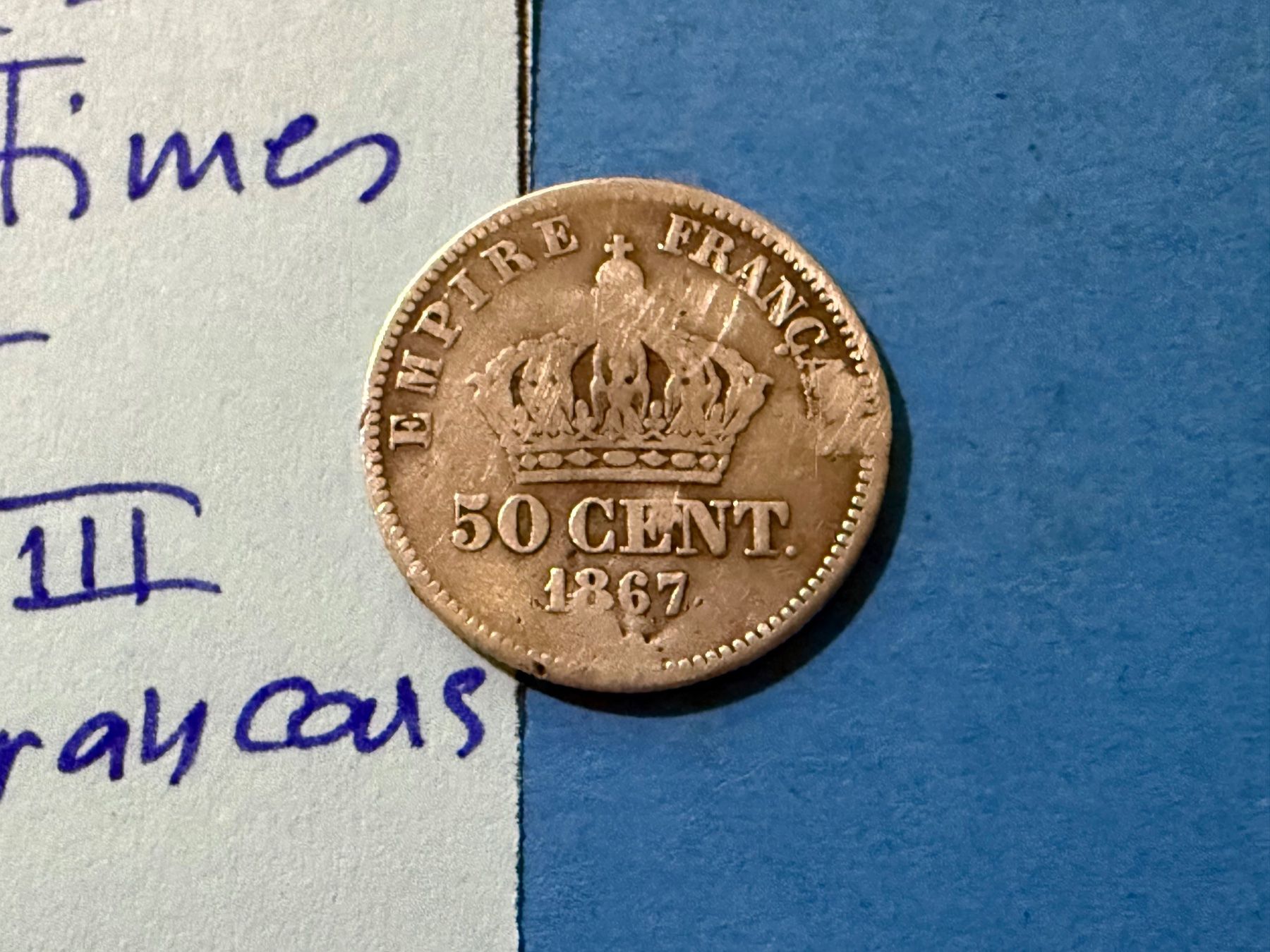 Tutti le monete: FRANCE : 50 CENTIMES 1867 - Napoléon III – Usato da genève venduto da GEnumist 1