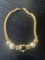 Elegante Vintage Halskette mit Perlen-Detail, Goldfarben
