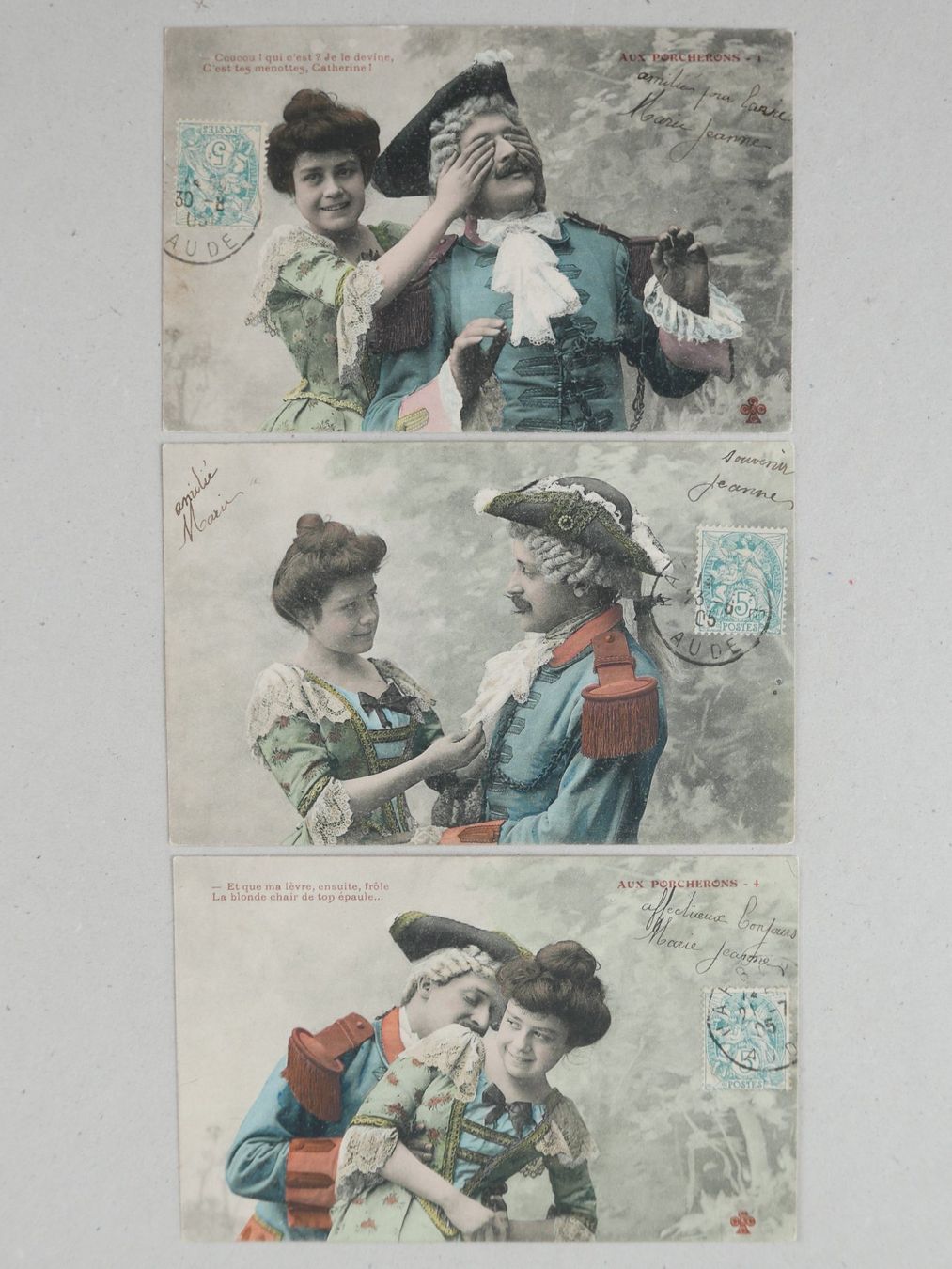 Cartoline postali: 3ER SET ANTIKE ANSICHTSKARTEN GALANTERIE 1905 – Usato da Balgach venduto da Zwischenraum