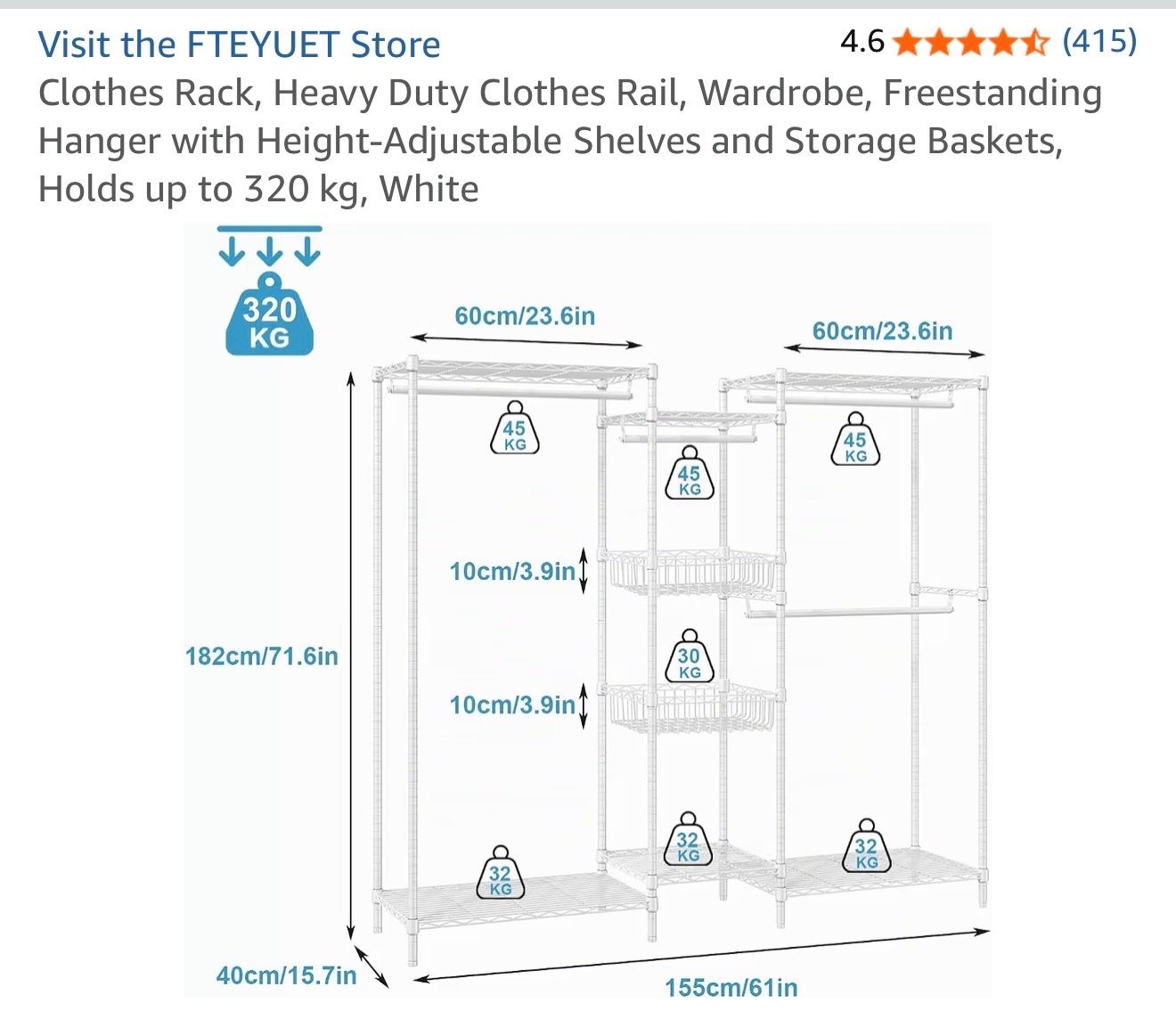 Armadi: Clothes Rack / Open Wardrobe – White – Like New – Nuovo (secondo la descrizione) da Zürich venduto da DEGU 3