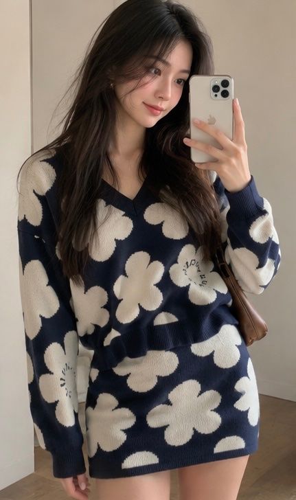 Kenzo Lotti di vestiti: Kenzo Pullover und Rock mit Blumenmuster blau beige Grösse S – Usato da Oberengstringen venduto da genita2279 2
