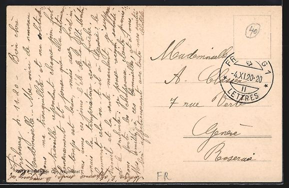 Cartoline postali: Fribourg, Strassenpartie mit Kirchturm – Usato da Berlin venduto da bartko-reher 1